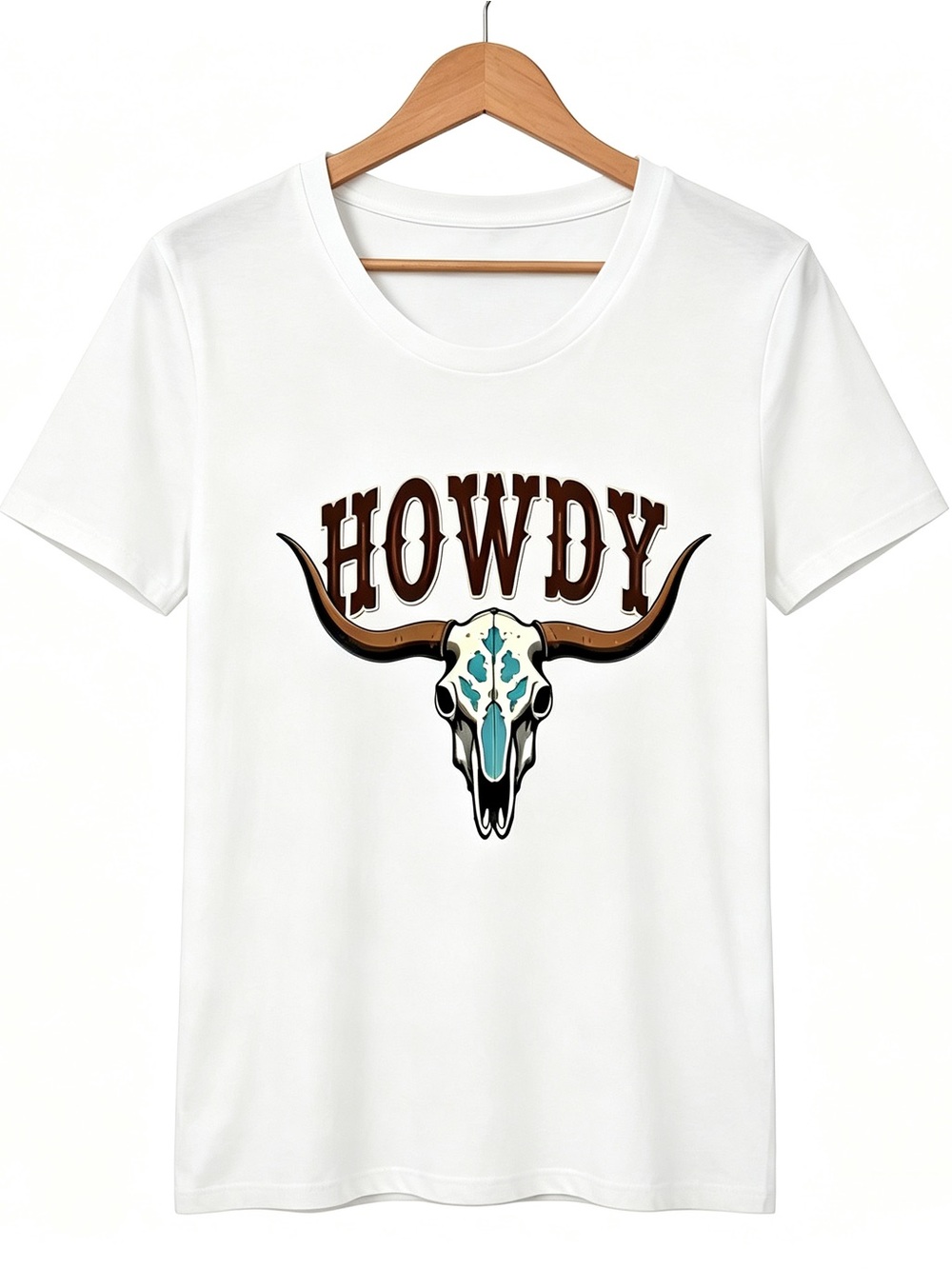 Western "Howdy" Skull Graphics Womens Mens T-shirt Unisex